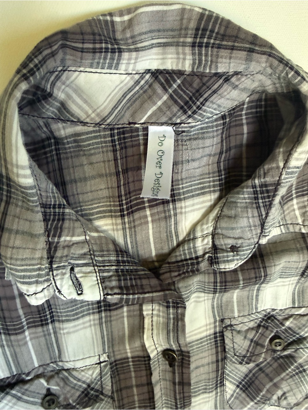 Asymmetrical Patchwork Button Shirt Dress Black Gray S - Picture 5 of 5